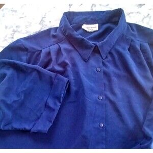Brylane Woman Collection 6XL Button Up Tunic Long Shirt Top Classic Vtg Y2K